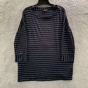 J Jill Blouse Womens Large Top Striped Wearever Collection Blue